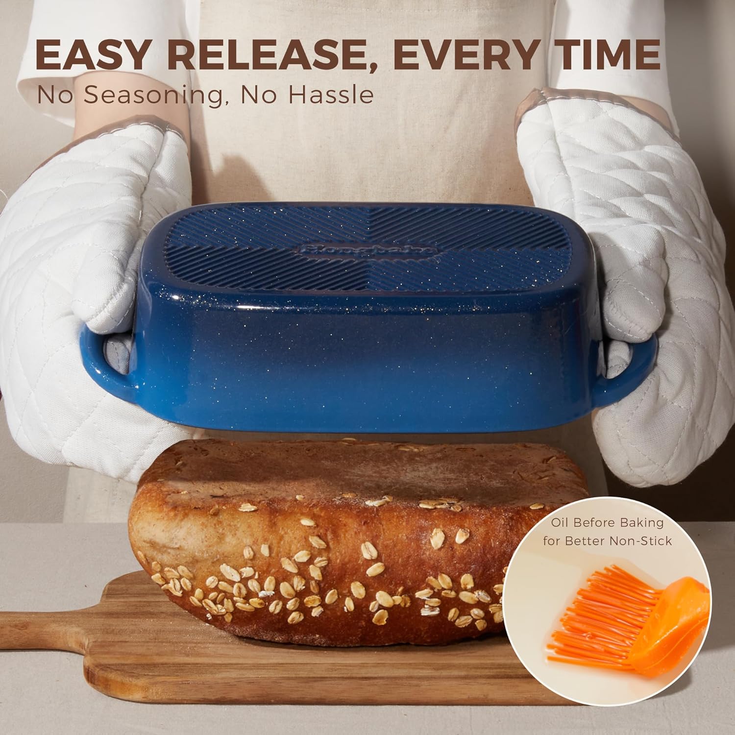 Enameled Cast Iron Loaf Pan with Lid, 9×5