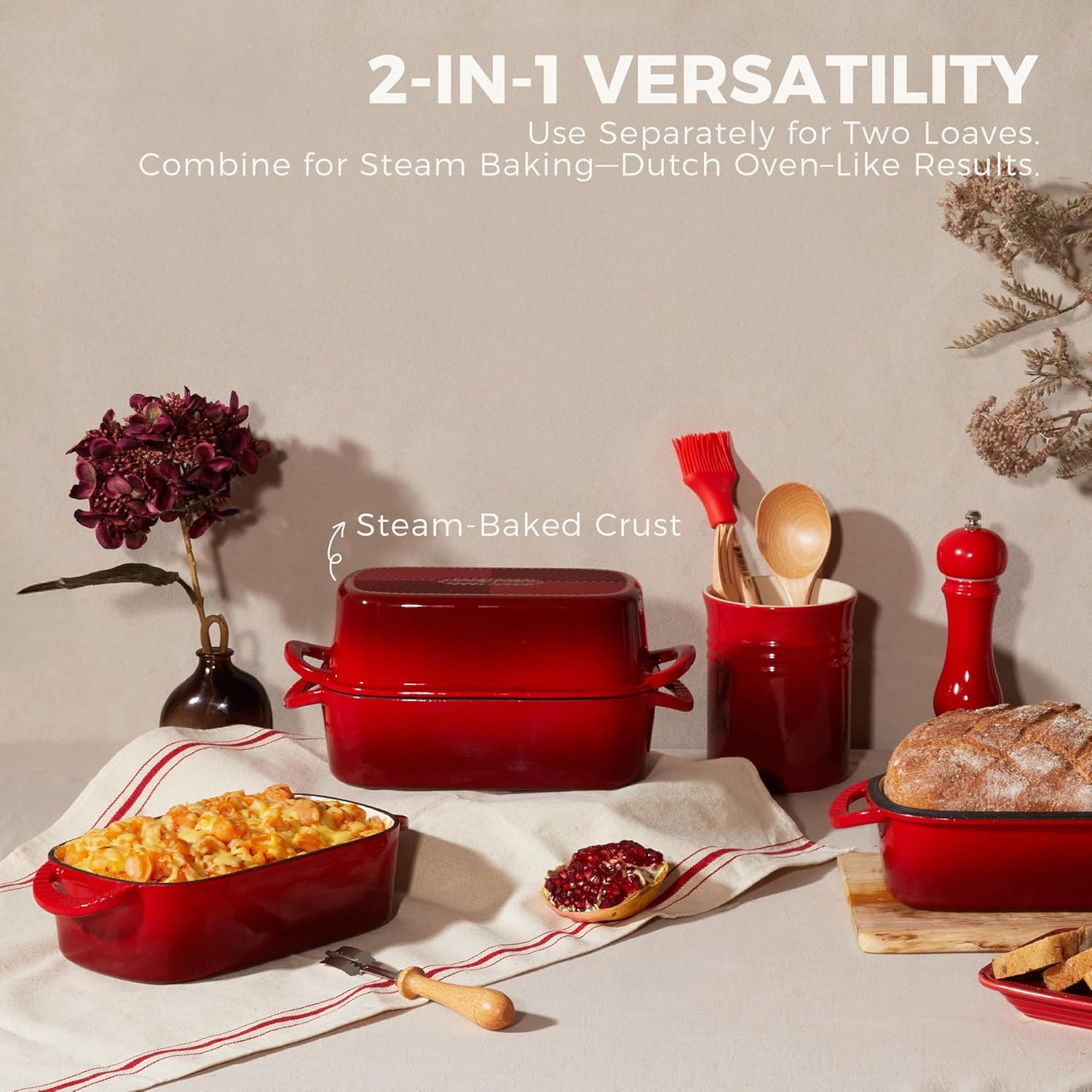 Enameled Cast Iron Loaf Pan with Lid, 9×5