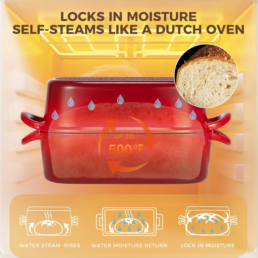 Enameled Cast Iron Loaf Pan with Lid, 9×5