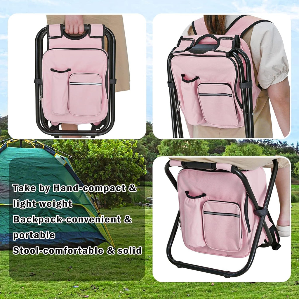 Portable Lightweight Backpack Cooler Stool 300LBS Heavy Duty Foldable Fishing Seat for Camping Hunting