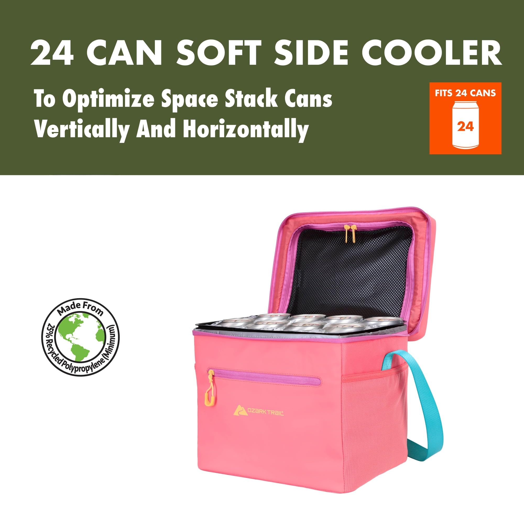 12 Can Portable Insulated Cooler Bag with Removable Hard Liner, Small Soft Cooler for Beach Camping Lunch