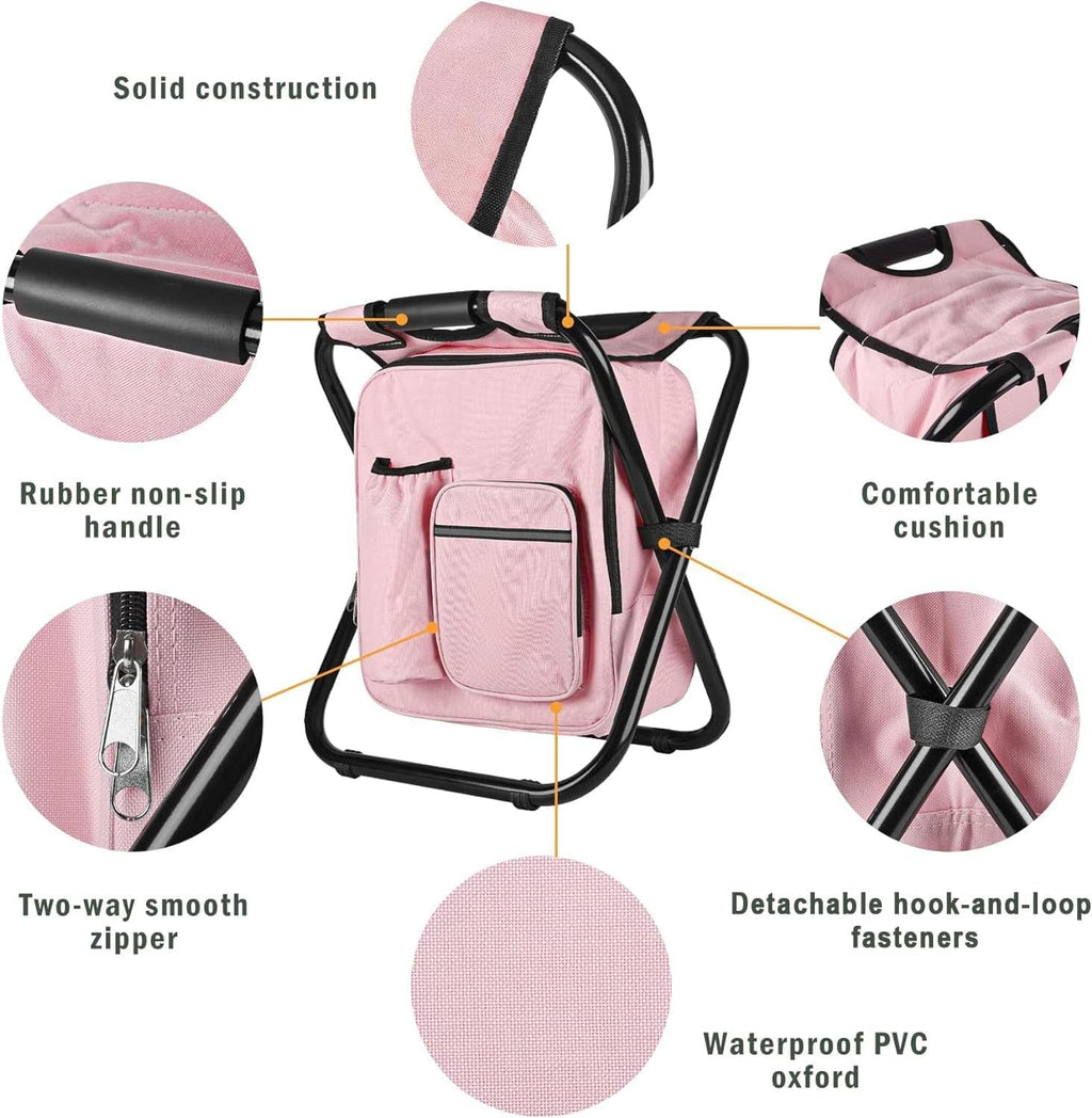 Portable Lightweight Backpack Cooler Stool 300LBS Heavy Duty Foldable Fishing Seat for Camping Hunting