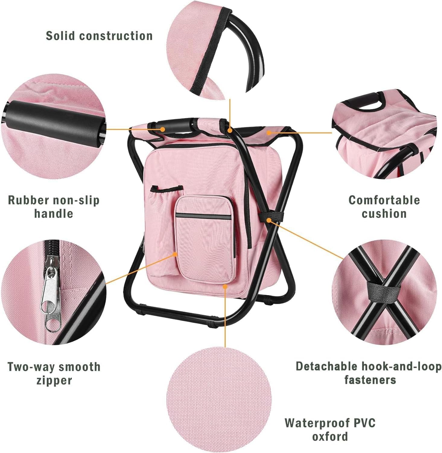 Portable Lightweight Backpack Cooler Stool 300LBS Heavy Duty Foldable Fishing Seat for Camping Hunting