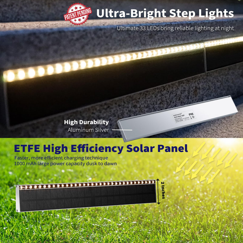 Warm White Aluminum Solar Step Lights