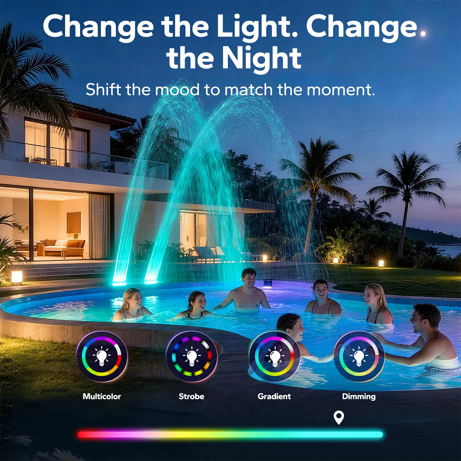 Solar Powered Pool Fountain with Remote & Dual Spray Heads, Auto Light Sensing Fountain for Inground Above Ground Pools