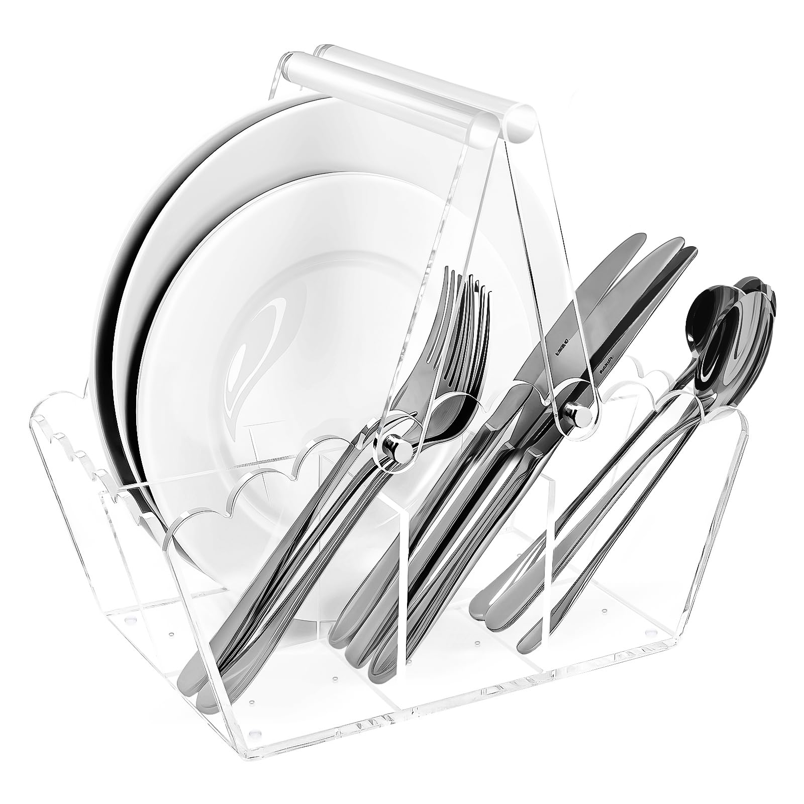 Scalloped Acrylic Countertop Cutlery Caddy Organizer