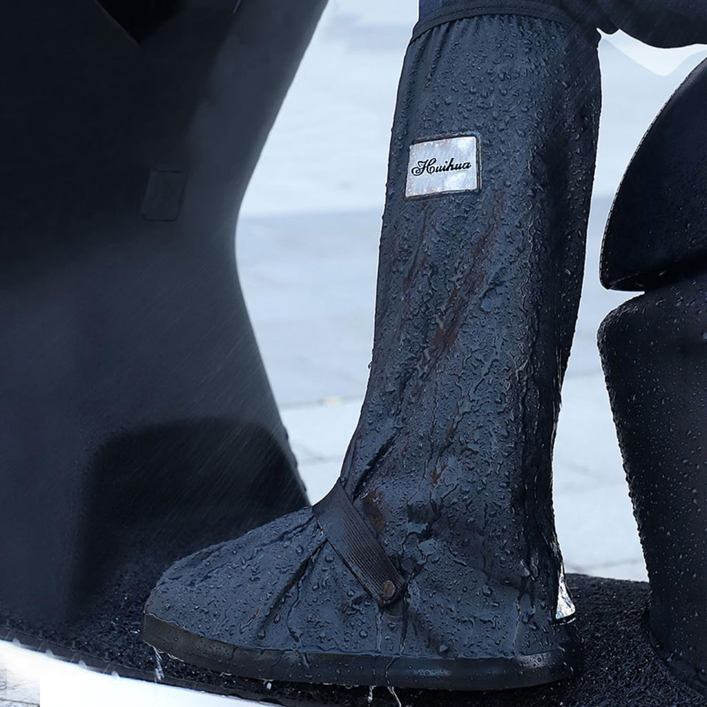 Black Waterproof Rain Boot Covers with Reflector