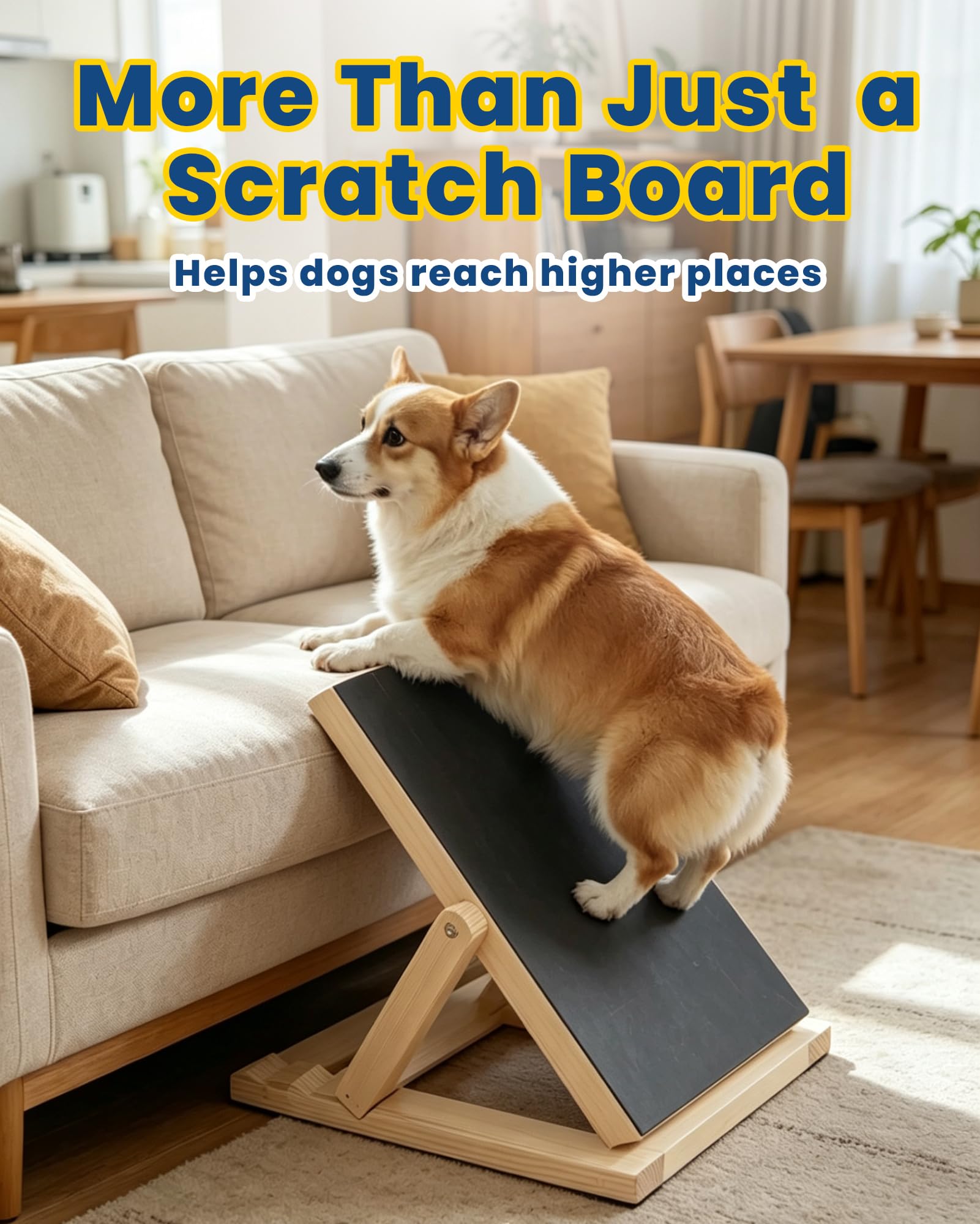 Adjustable Wooden Dog Nail File Scratch Board with Treat Drawer & Extra Sandpapers, Nail Trimming Pad for All Size Dogs
