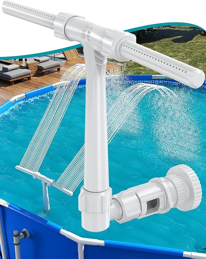 Above Ground & Inground Pool Waterfall Fountain, Easy Installation Outdoor Pool Spray Fountain Decor