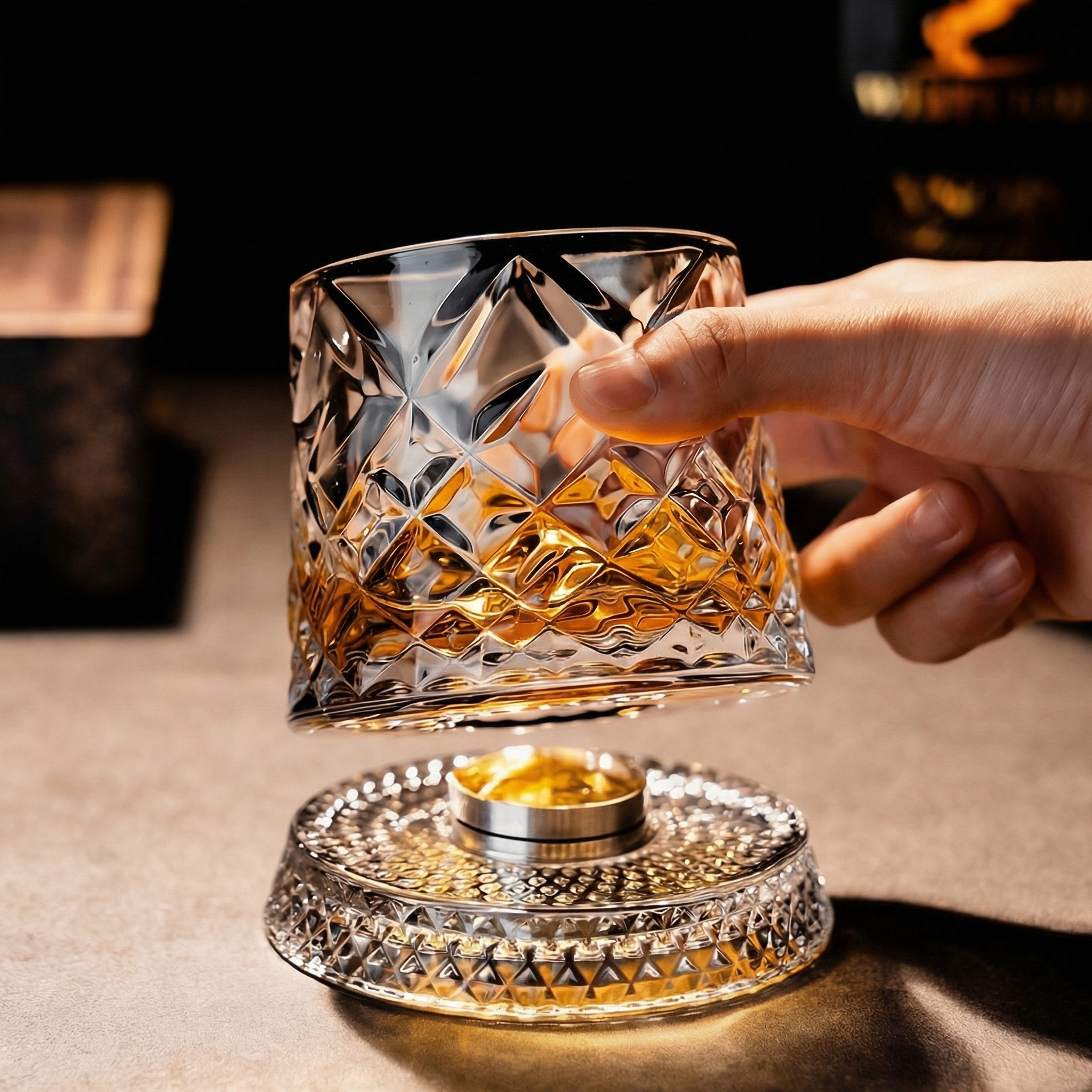 Rotating Whiskey Glass