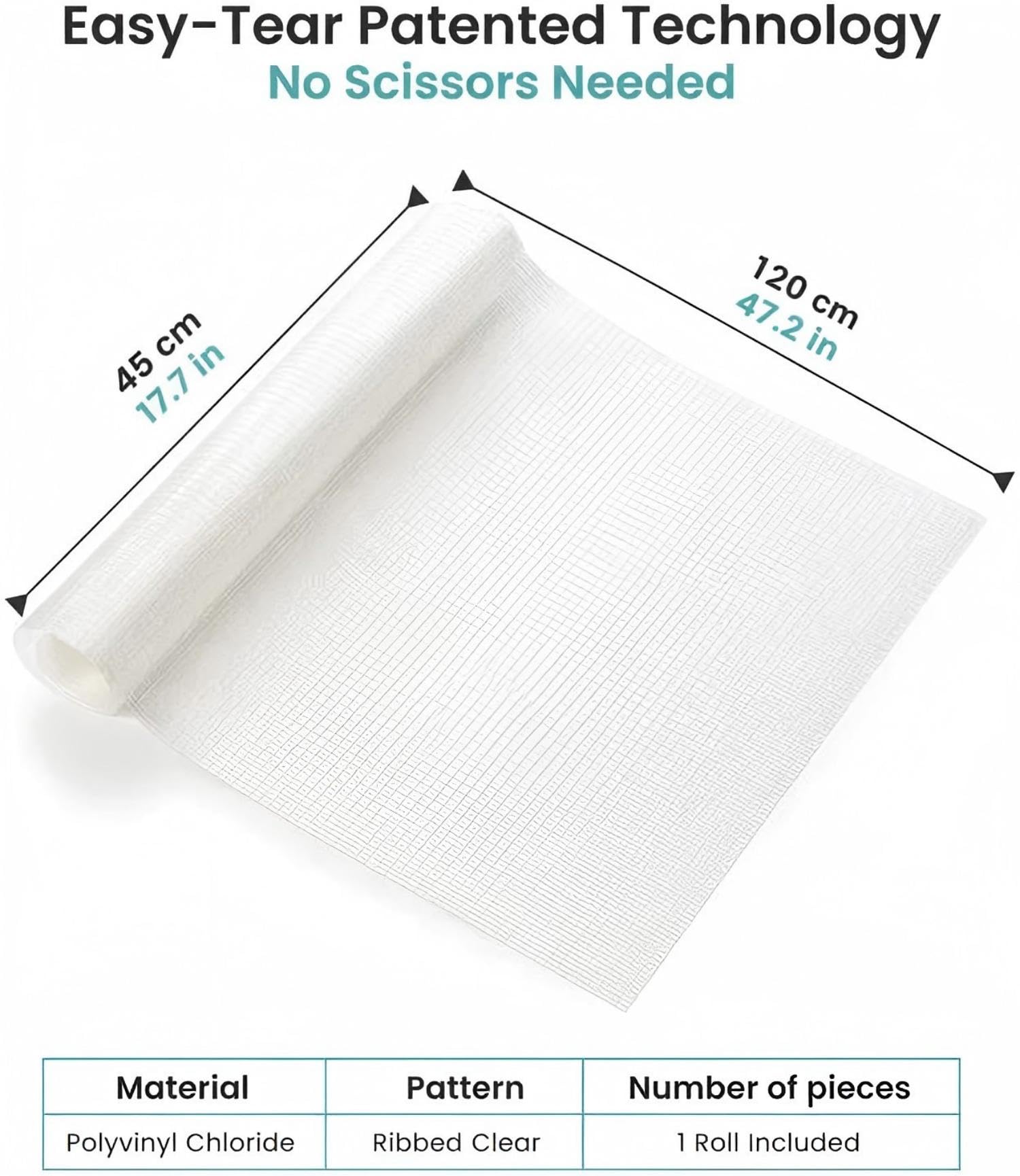 Non-Slip Easy Tear Shelf Liner 17.7"x47.2", Non Adhesive Waterproof Drawer Cabinet Protector Mat