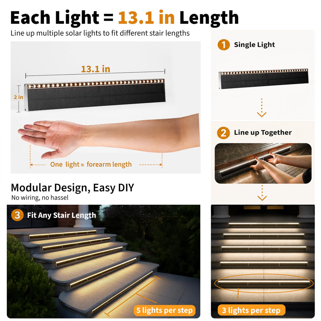 Warm White Aluminum Solar Step Lights