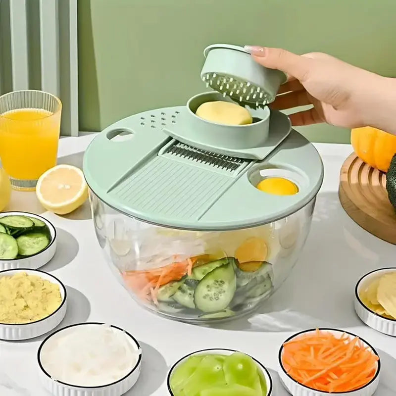 5.3 Qt 3-in-1 Salad Spinner with Slicer & Strainer