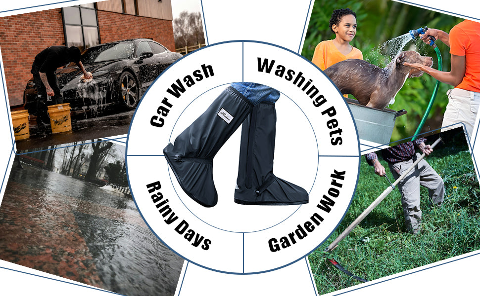 Black Waterproof Rain Boot Covers with Reflector