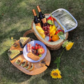 Wicker Picnic Basket with Insulated Cooler, Wine Table and Cutlery Set