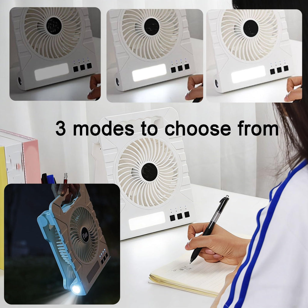 Foldable Solar Outdoor Fan with LED Light