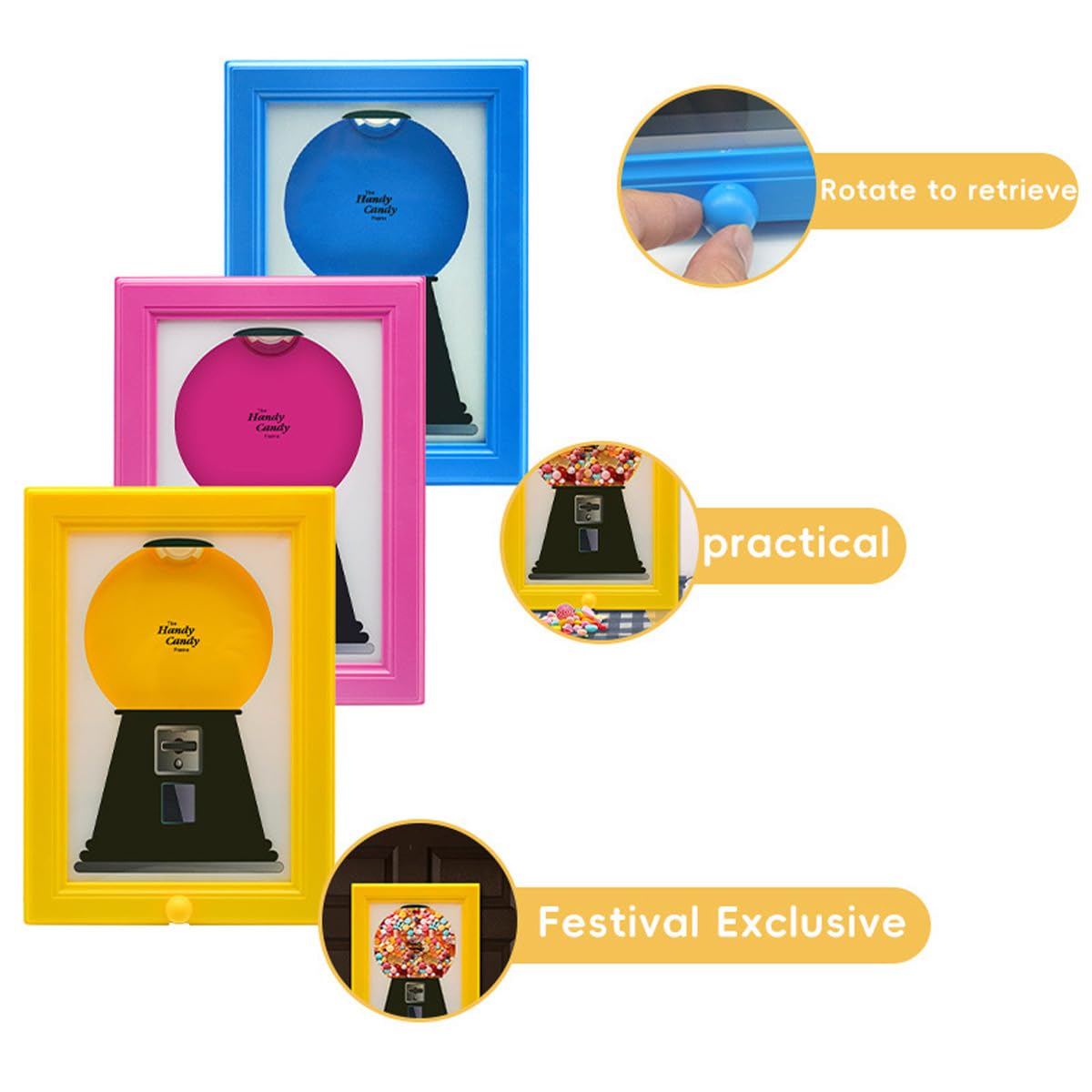 Creative Candy Frame Dispenser, Dual-Use Wall Art & Handy Candy/Gumball Dispenser for Home Decor
