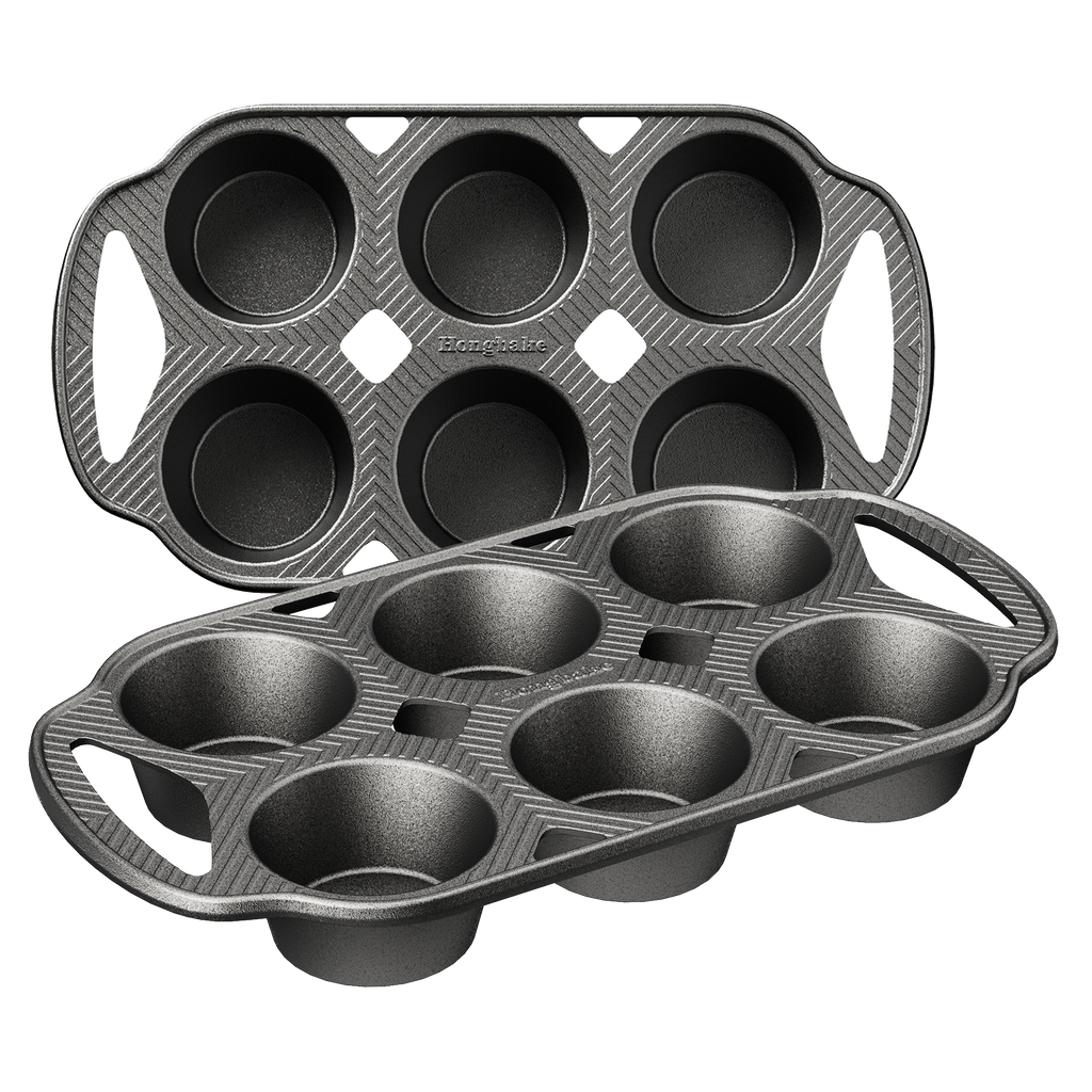 Cast Iron Standard Muffin Pan, 6-Cup (2-Pack)