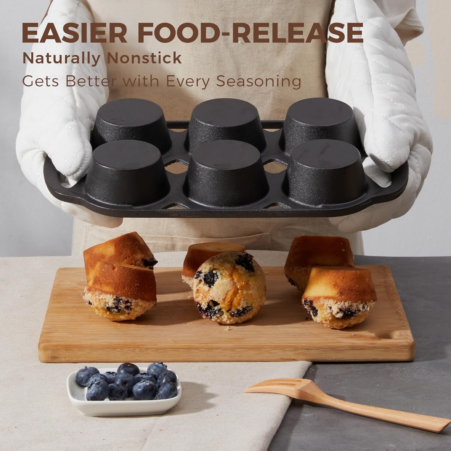 Cast Iron Standard Muffin Pan, 6-Cup (2-Pack)