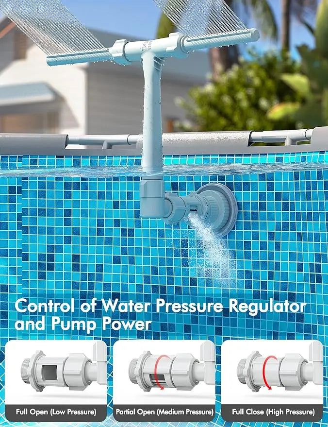 Above Ground & Inground Pool Waterfall Fountain, Easy Installation Outdoor Pool Spray Fountain Decor