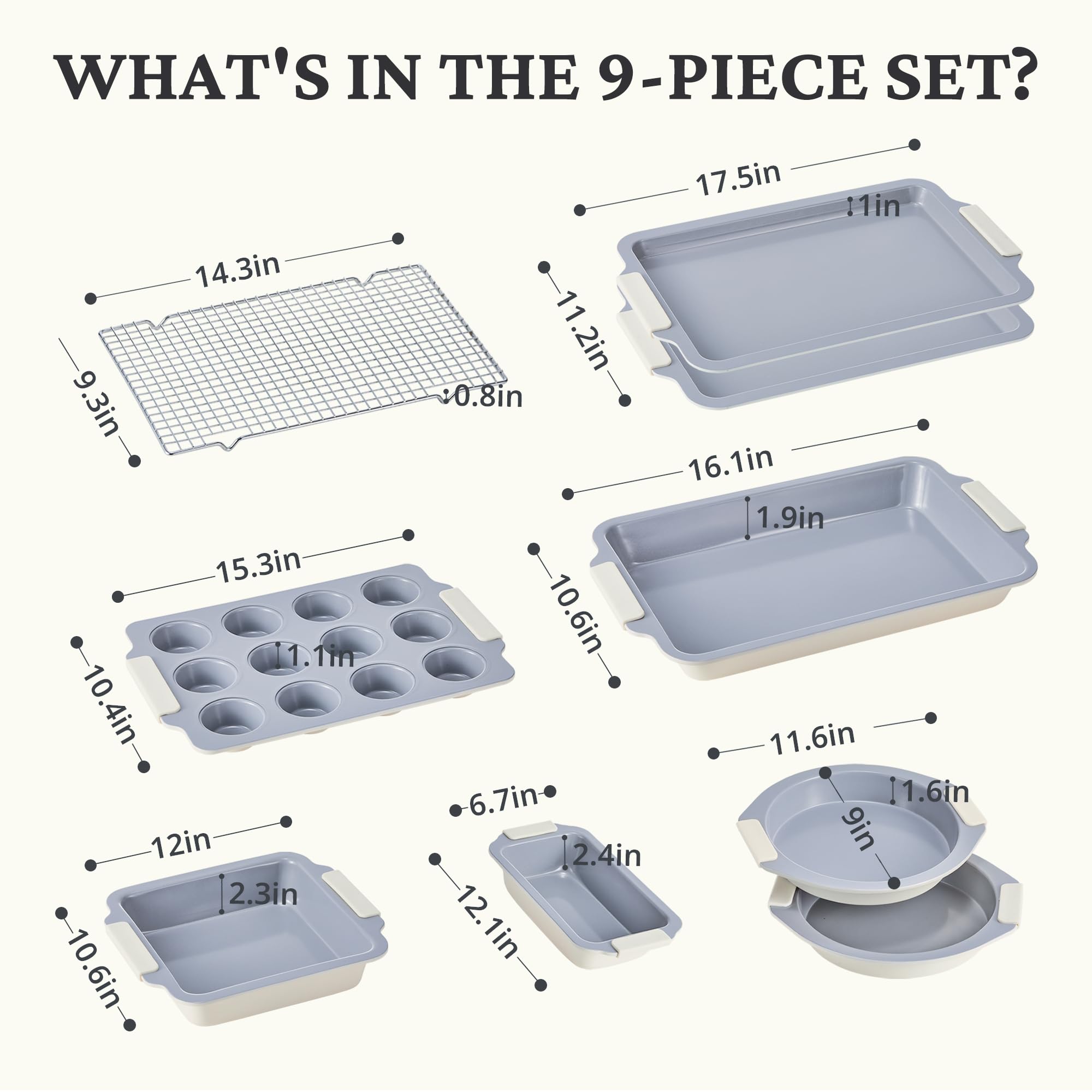 Ceramic Nonstick Bakeware Set (9-Piece)