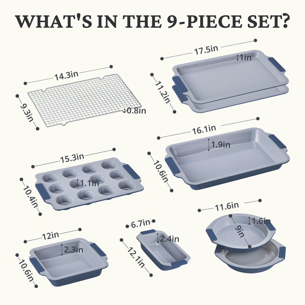 Ceramic Nonstick Bakeware Set (9-Piece)