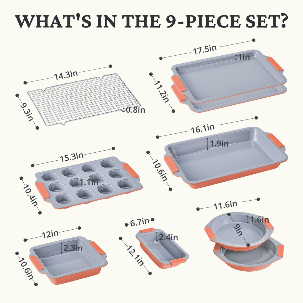 Ceramic Nonstick Bakeware Set (9-Piece)