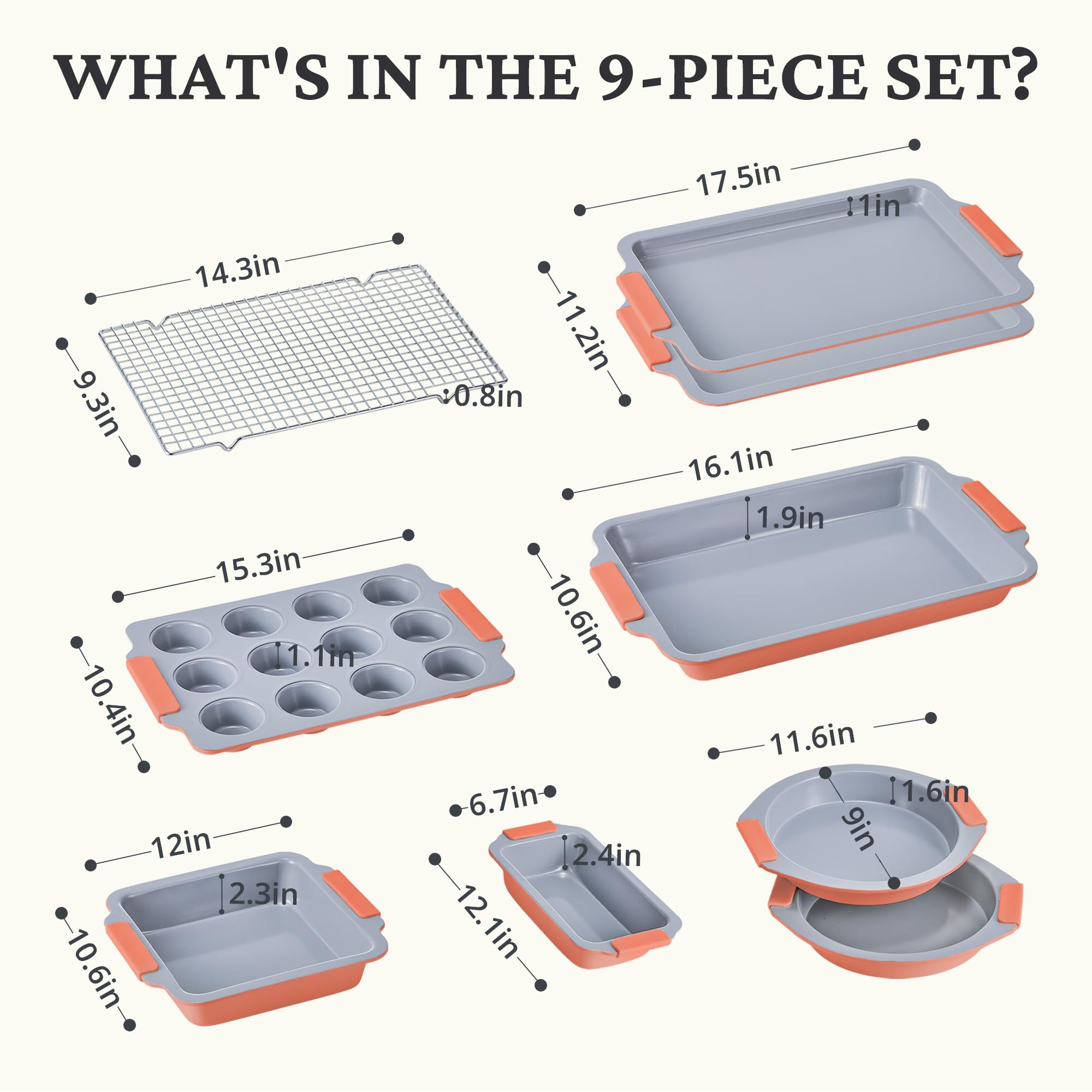 Ceramic Nonstick Bakeware Set (9-Piece)