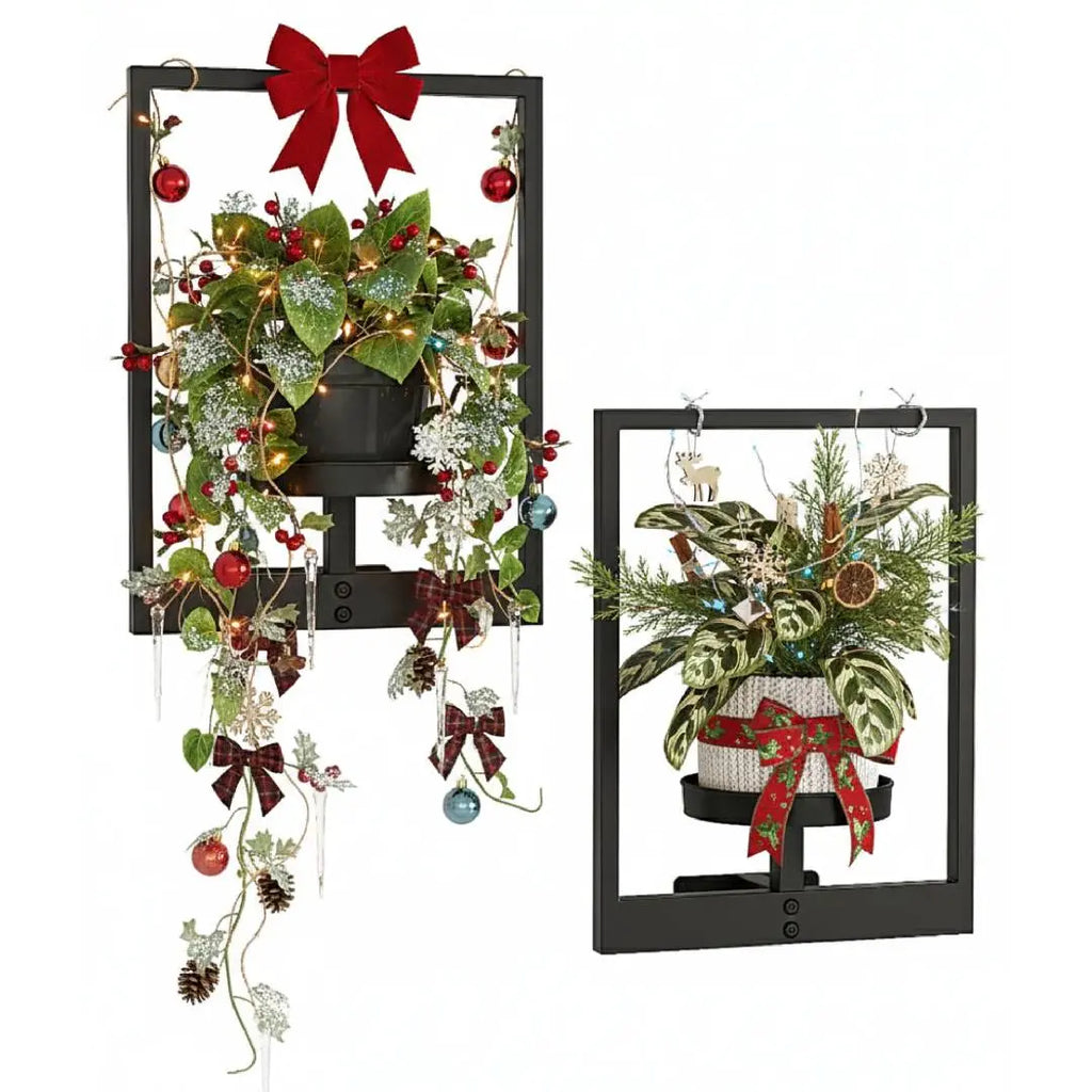 Black Metal Wall Mount Plant Pot Racks