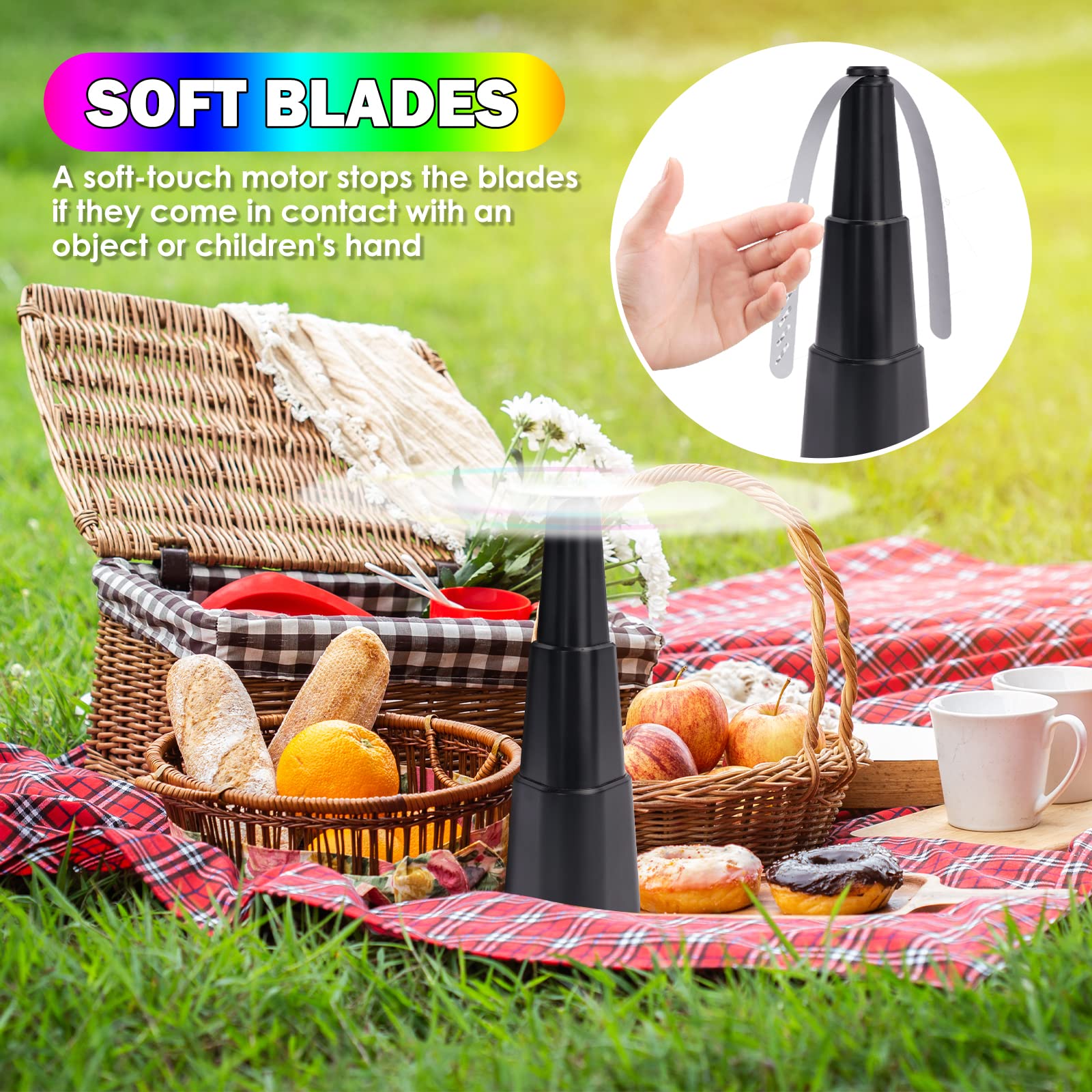 Portable Battery Operated Fly Repellent Table Fans 4 Pack, Black Outdoor Picnic Food Fan for Home Restaurant 版本 3｜移动端极简卡片标题