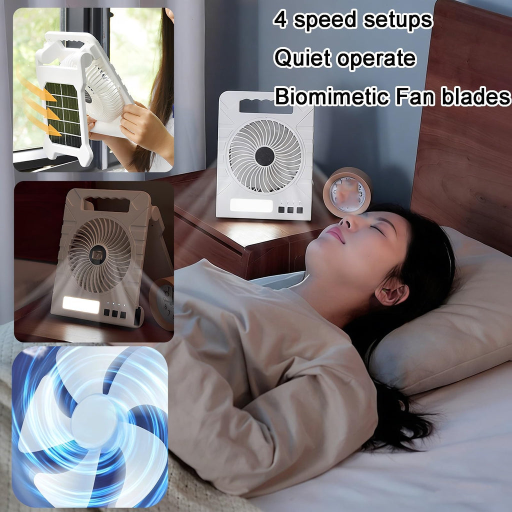 Foldable Solar Outdoor Fan with LED Light