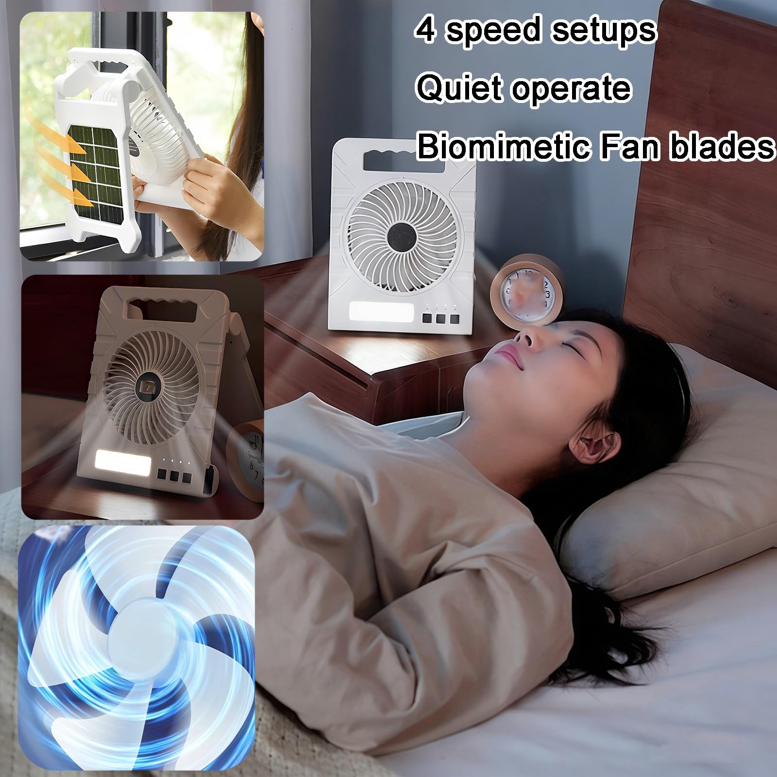 Foldable Solar Outdoor Fan with LED Light
