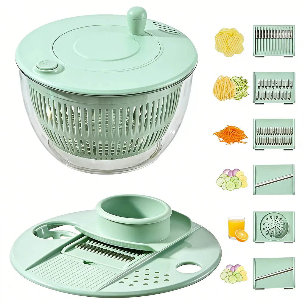 5.3 Qt 3-in-1 Salad Spinner with Slicer & Strainer