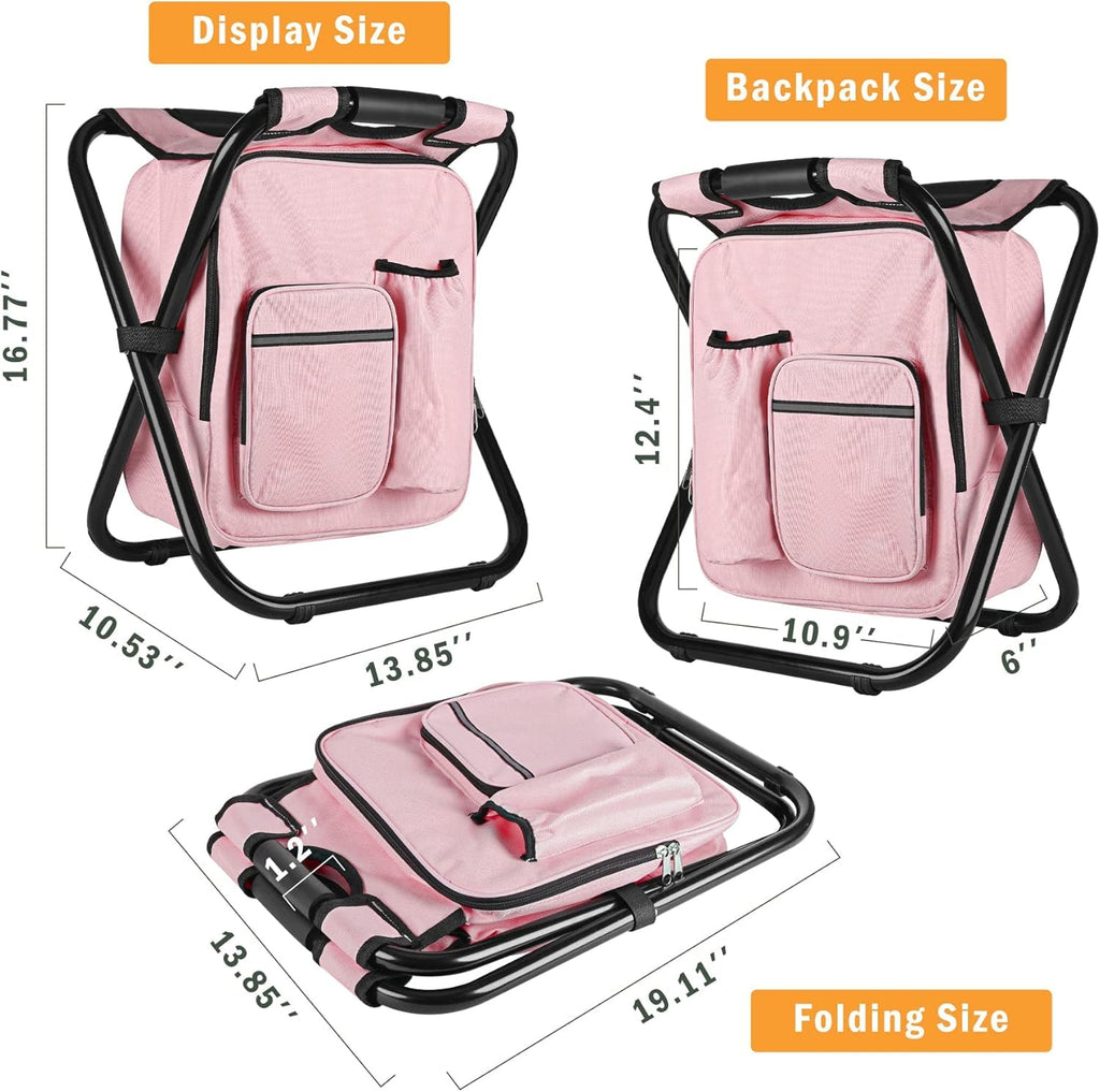 Portable Lightweight Backpack Cooler Stool 300LBS Heavy Duty Foldable Fishing Seat for Camping Hunting