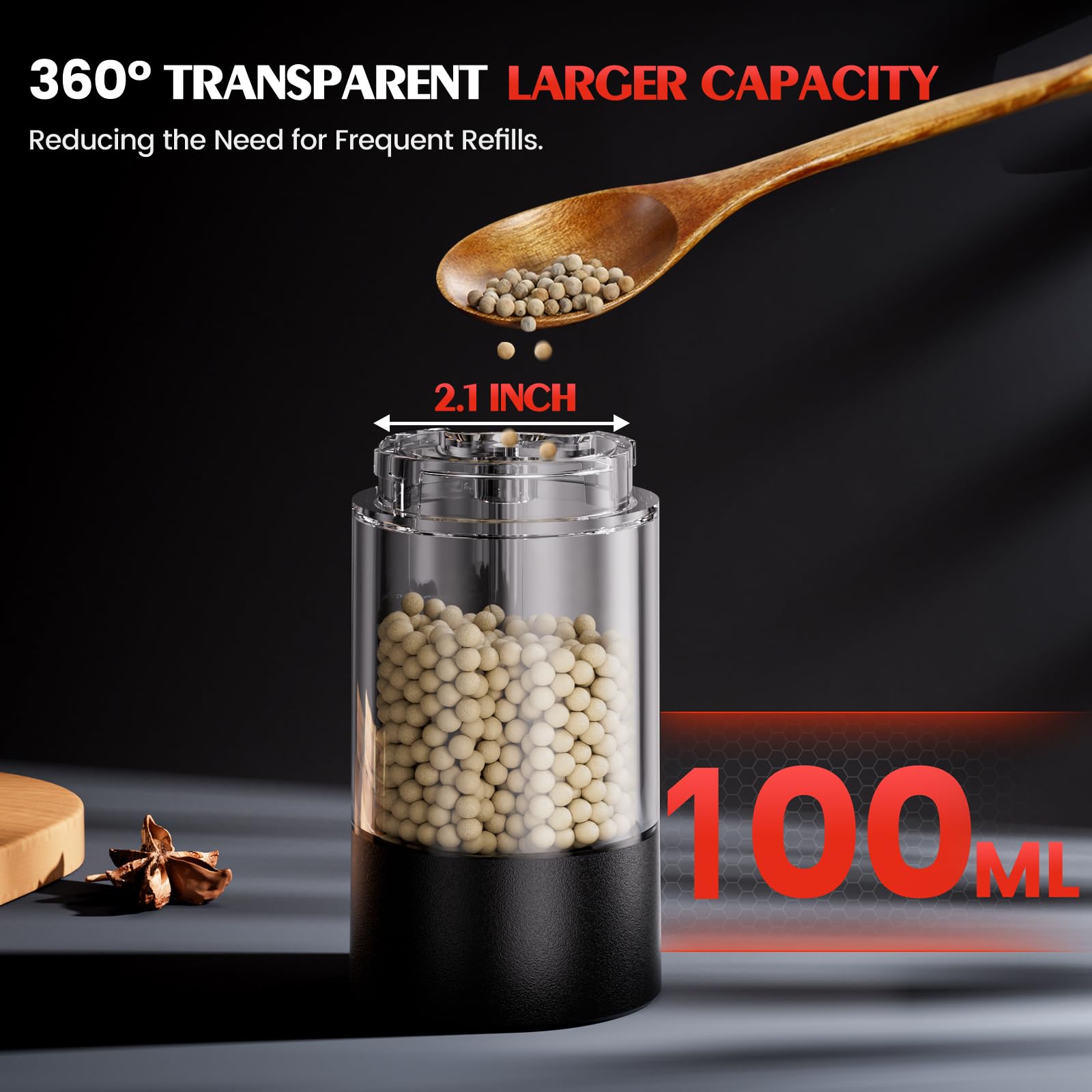 Electric Salt and Pepper Grinder Set with LED Light