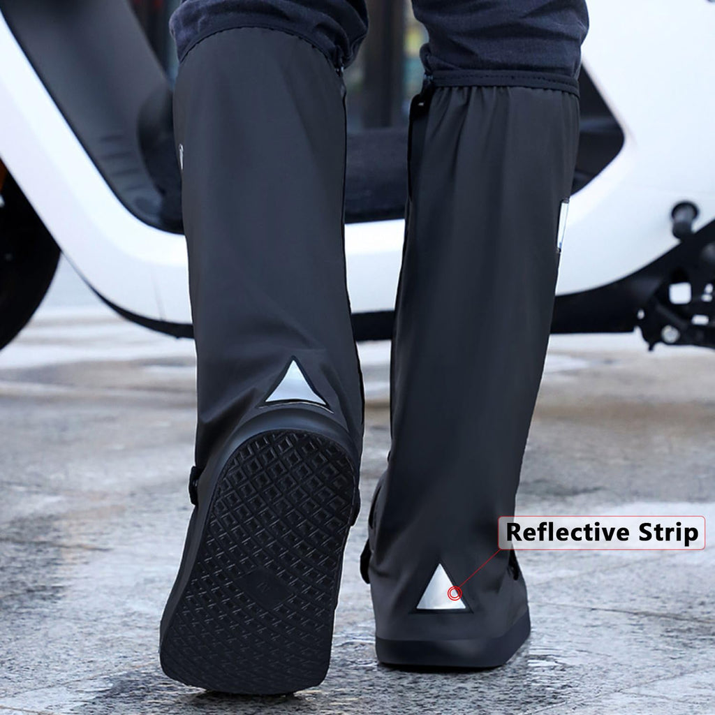 Black Waterproof Rain Boot Covers with Reflector