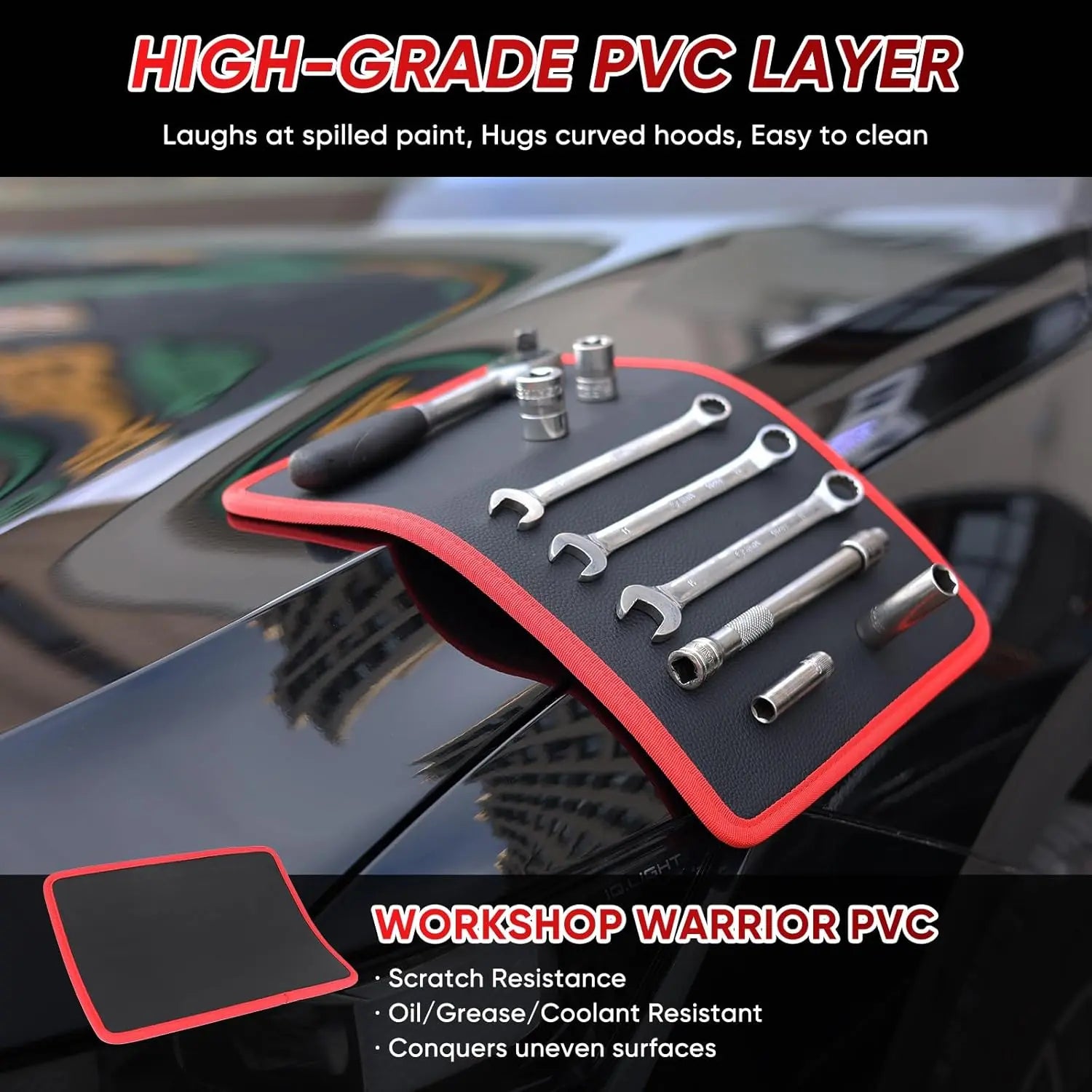 3 Pack Non-Slip Flexible Magnetic Tool Tray Set