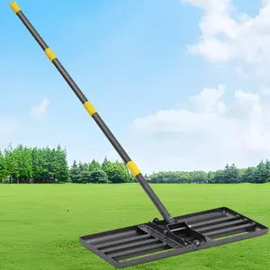 Stainless Steel Lawn Level Rake, Heavy Duty Adjustable Landscaping Leveler for Backyard Top Dressing