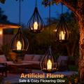 4 Pack Flickering Candle Solar Hanging Lanterns, Waterproof Outdoor Garden Decor Lights