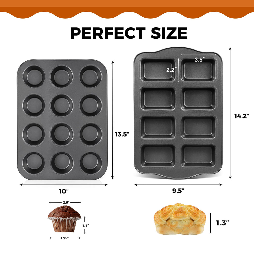 Mini Loaf Pan, 8-Cavity & Mini Muffin Pan, 12-Cup