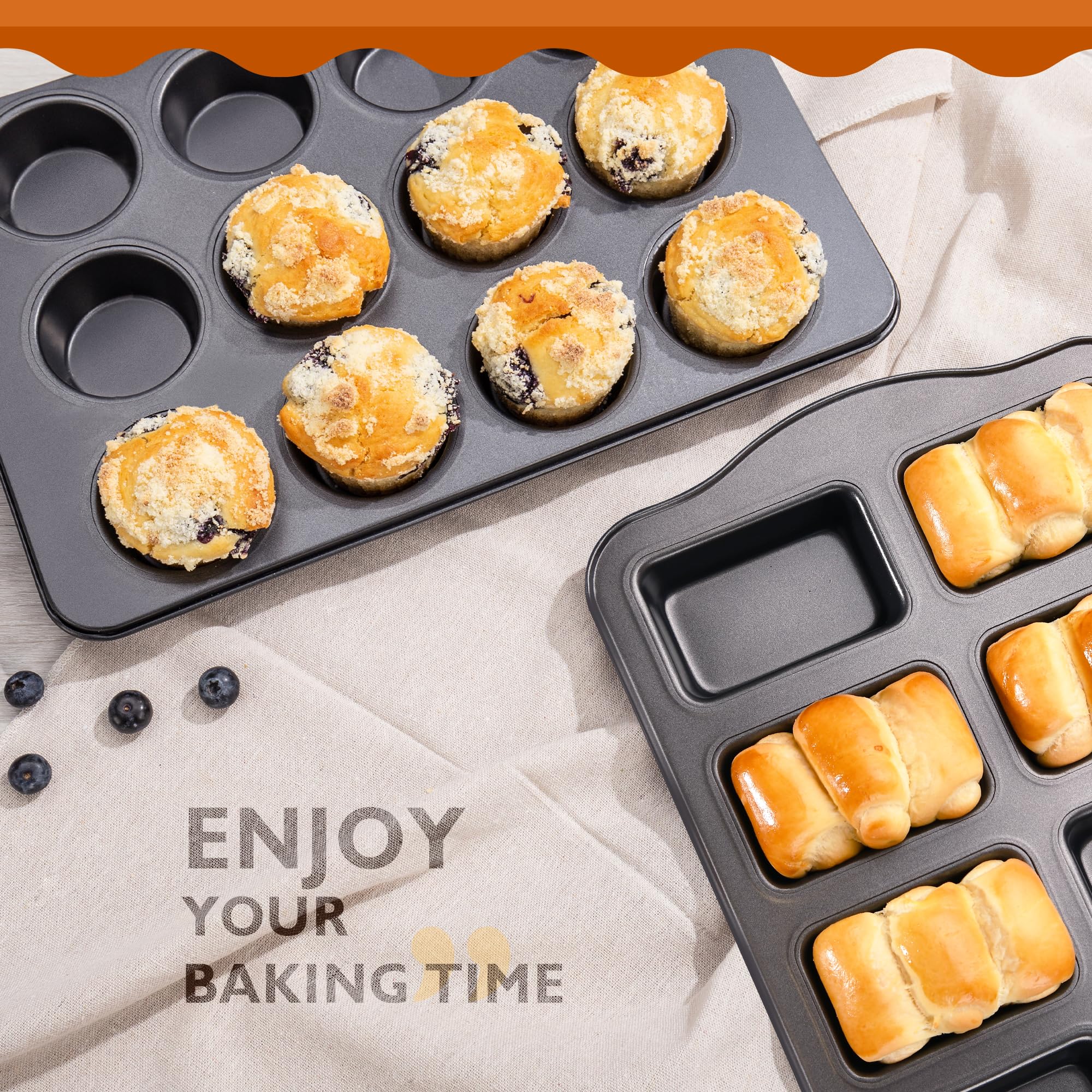 Mini Loaf Pan, 8-Cavity & Mini Muffin Pan, 12-Cup