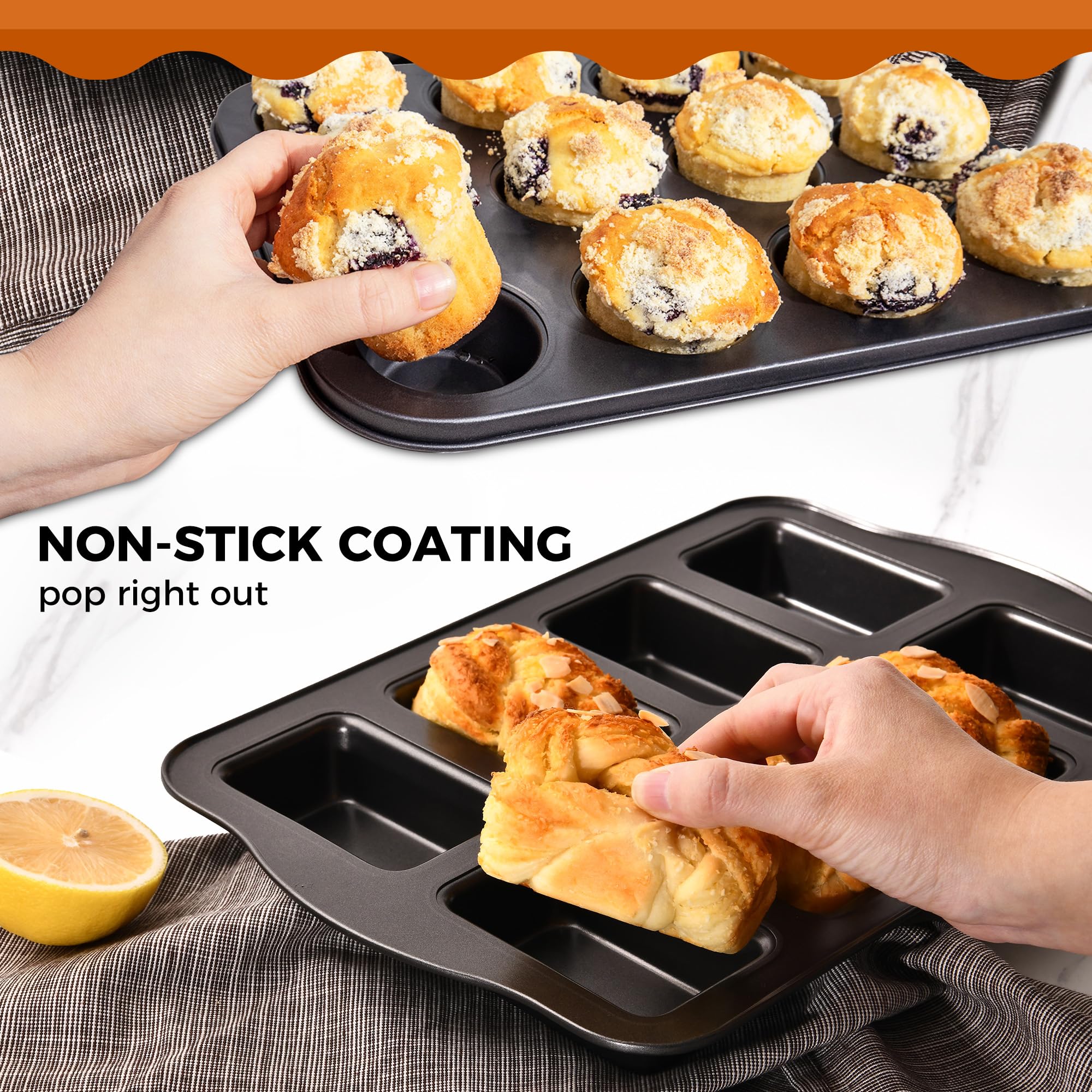 Mini Loaf Pan, 8-Cavity & Mini Muffin Pan, 12-Cup