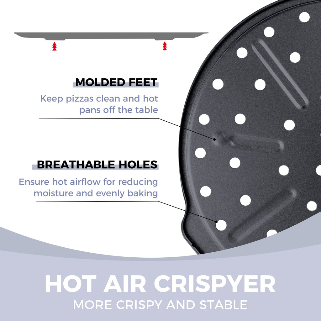 Perforated Nonstick Pizza Pan with Wider Grips, 12.2-Inch (2-Pack)