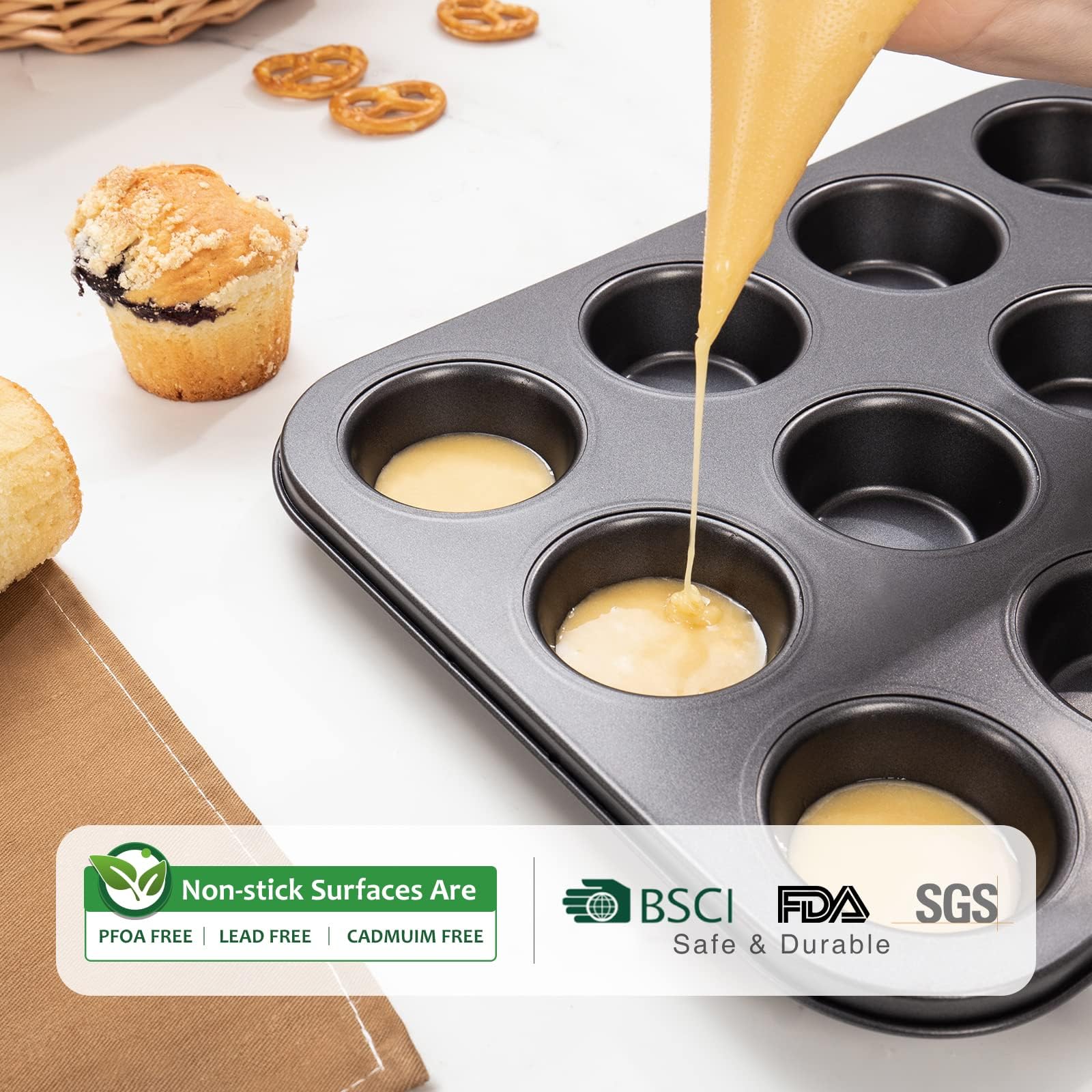 Mini Loaf Pan, 8-Cavity & Mini Muffin Pan, 12-Cup