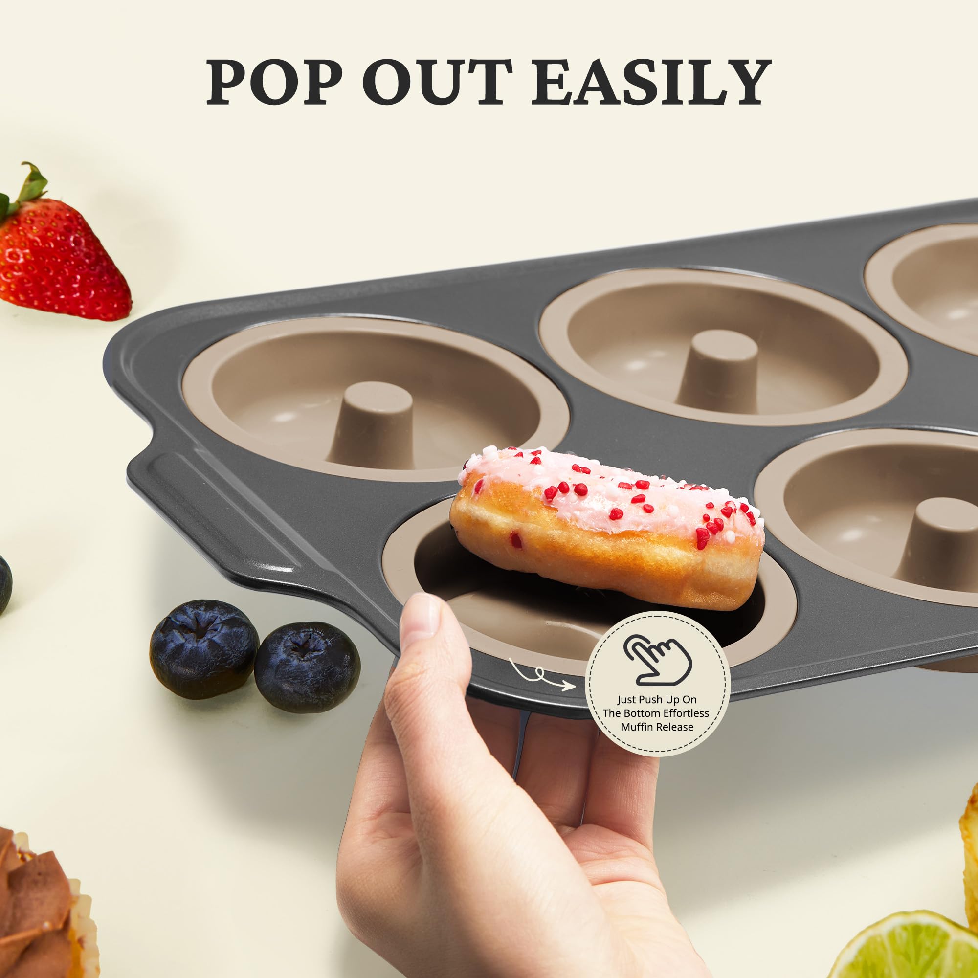 Silicone Donut Pan with Carbon Steel Frame, 6-Donut