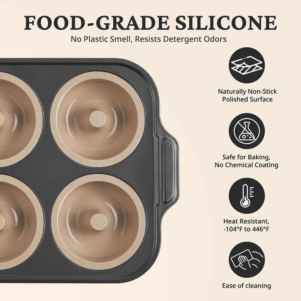 Silicone Donut Pan with Carbon Steel Frame, 6-Donut