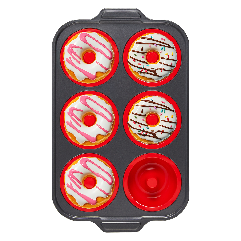 Silicone Donut Pan with Carbon Steel Frame, 6-Donut