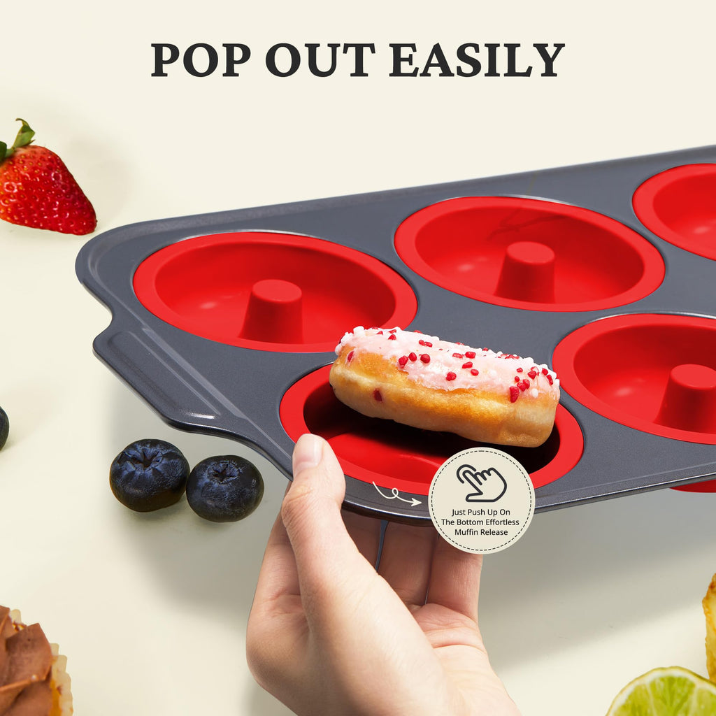 Silicone Donut Pan with Carbon Steel Frame, 6-Donut