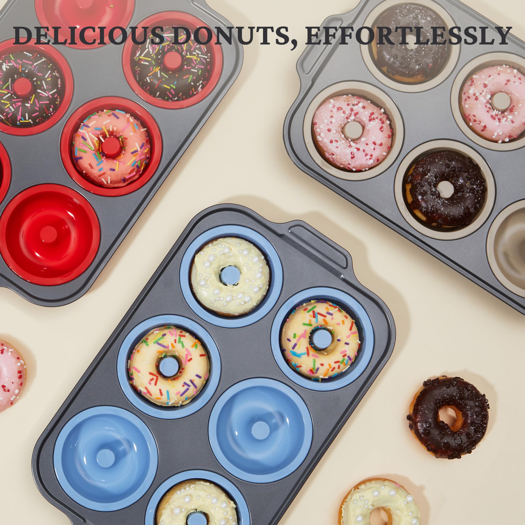 Silicone Donut Pan with Carbon Steel Frame, 6-Donut