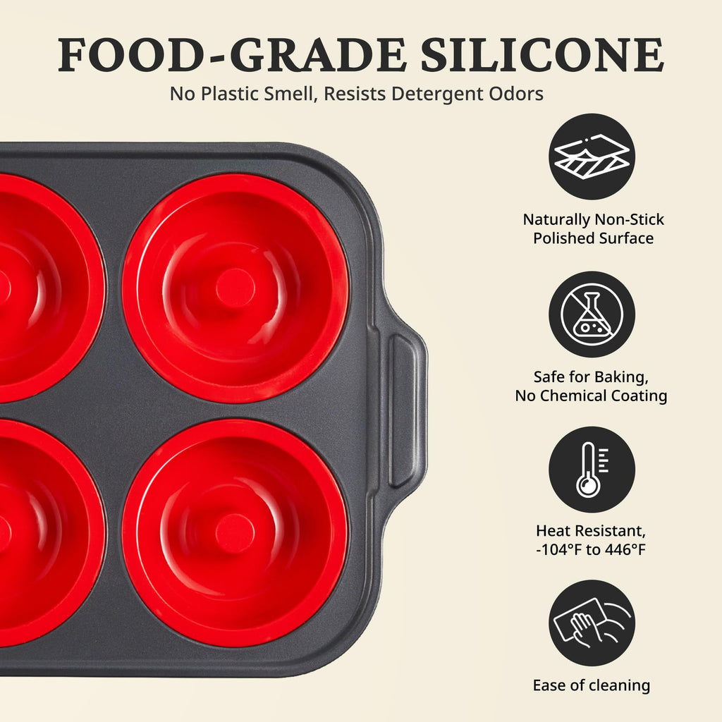 Silicone Donut Pan with Carbon Steel Frame, 6-Donut